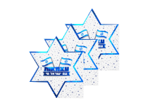 מפית בצורת מגן דוד 12 יח - כחול לבן